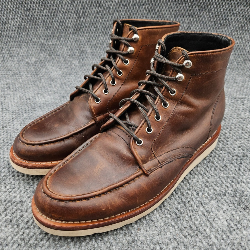 Thursday Boot Co (Men's 11) Brown Leather Diplomat Moc Toe Wedge Sole Work Boot